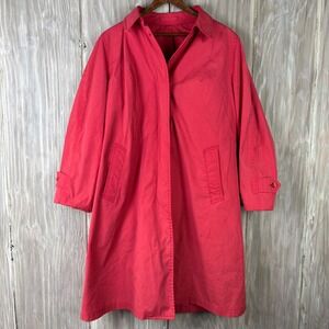 London Fog Trench Coat Womens 12 Petite Red Vintage Calibre Cloth Maincoat